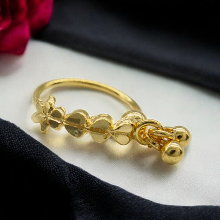 18K Real Gold Nose Ring Flower Design in Dangle style 