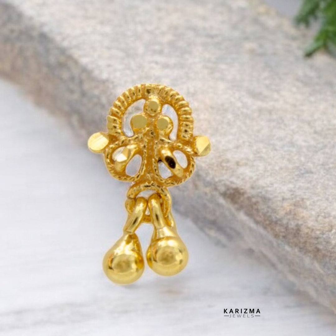 Dangle Style 18K Real Gold Indian Women Nose stud nose ring Push Pin