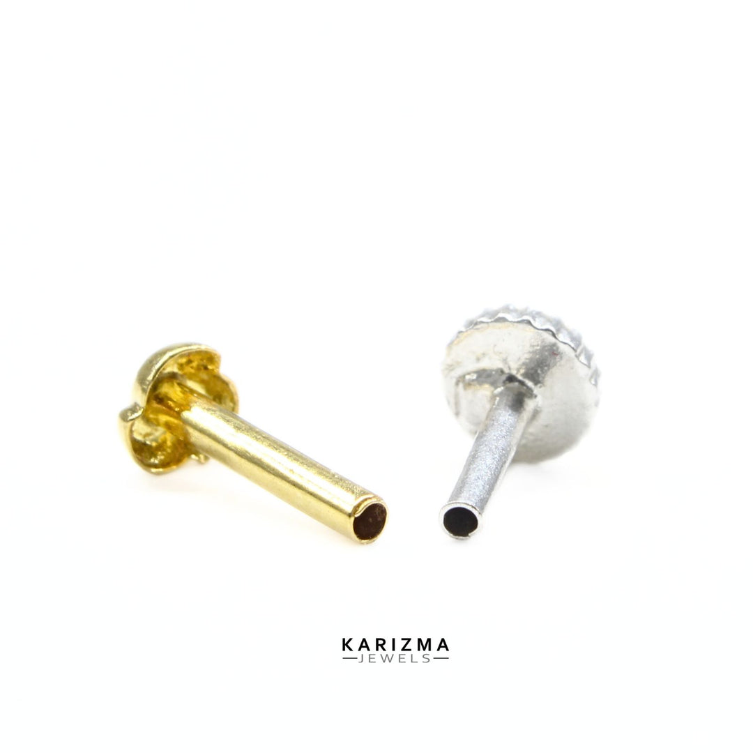 Cute Tiny 18k Real Gold Indian Women Nose Stud Push Pin