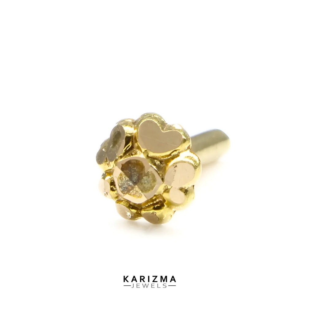 Floral style 14k Real Gold Indian Women small Nose Stud Push Pin