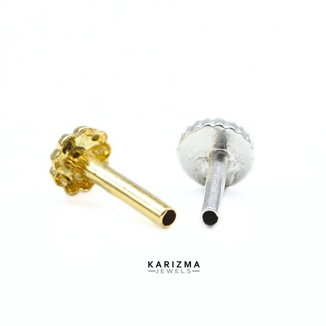 Floral style 14k Real Gold Indian Women small Nose Stud Push Pin