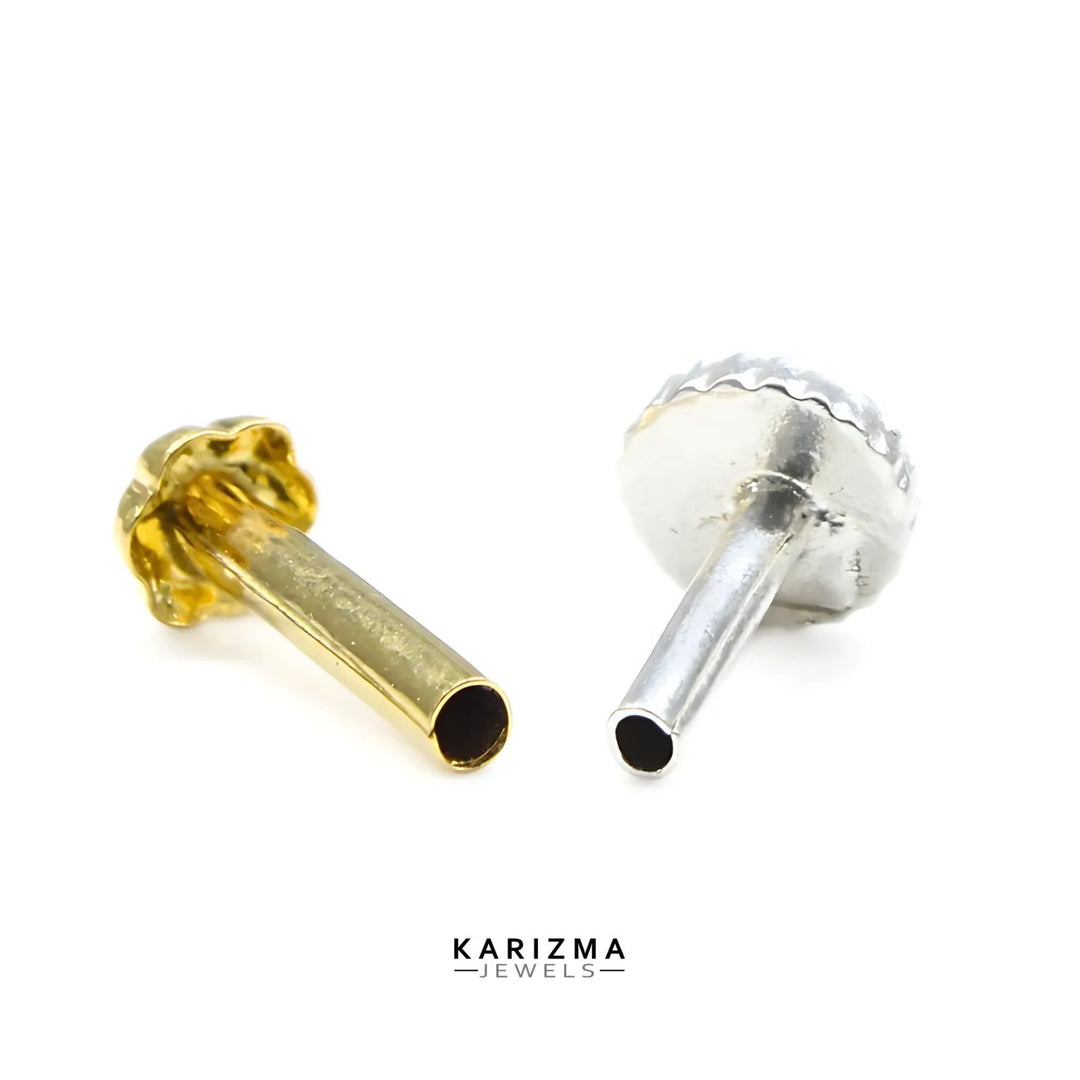 14k Real Gold Indian Women floral stylish Tiny Nose Stud Push Pin