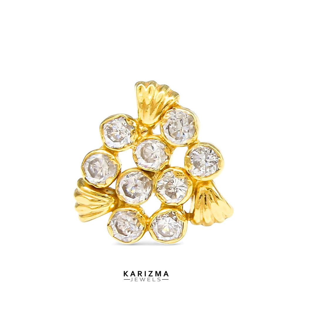 New Trendy 14K Real Gold Women White CZ Nose stud nose ring Push Pin