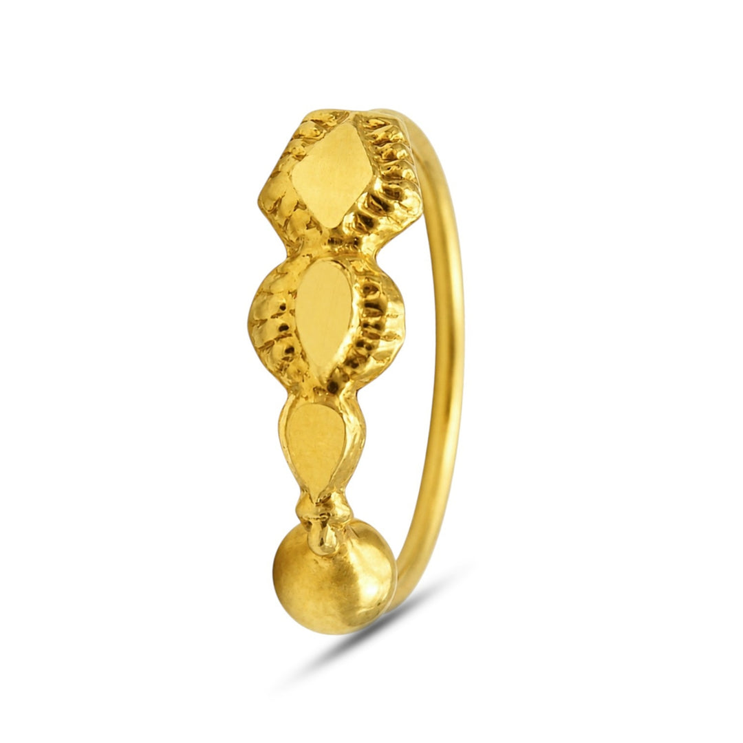 Ethnic Vertical 14K Real Solid Gold Indian Nath Nose Hoop Ring for women