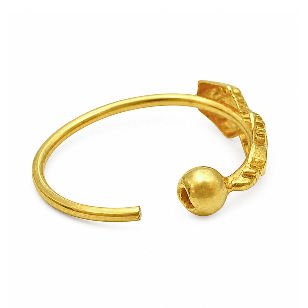 Ethnic Vertical 14K Real Solid Gold Indian Nath Nose Hoop Ring for women