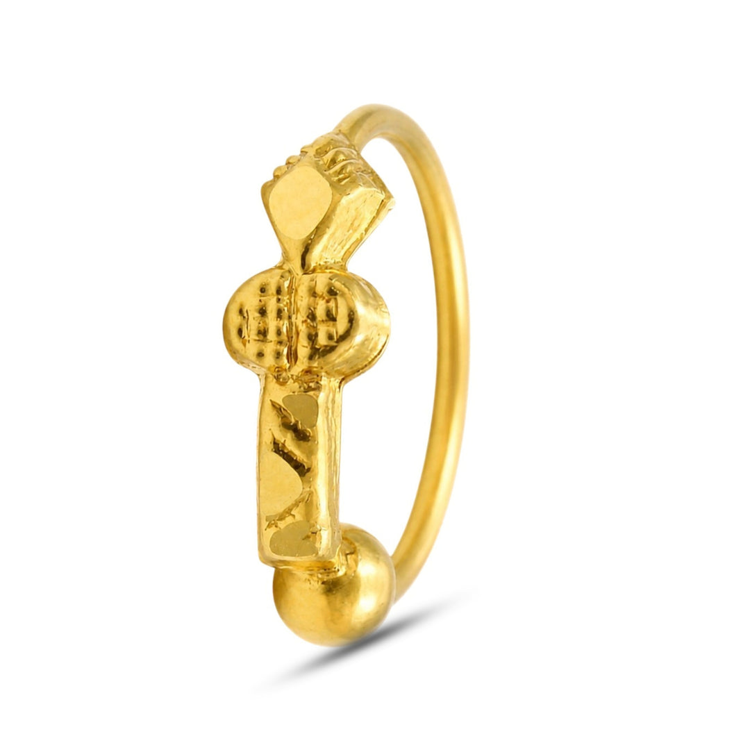 Vertical 14K Real Solid Gold Indian Nath Nose Hoop Ring for women