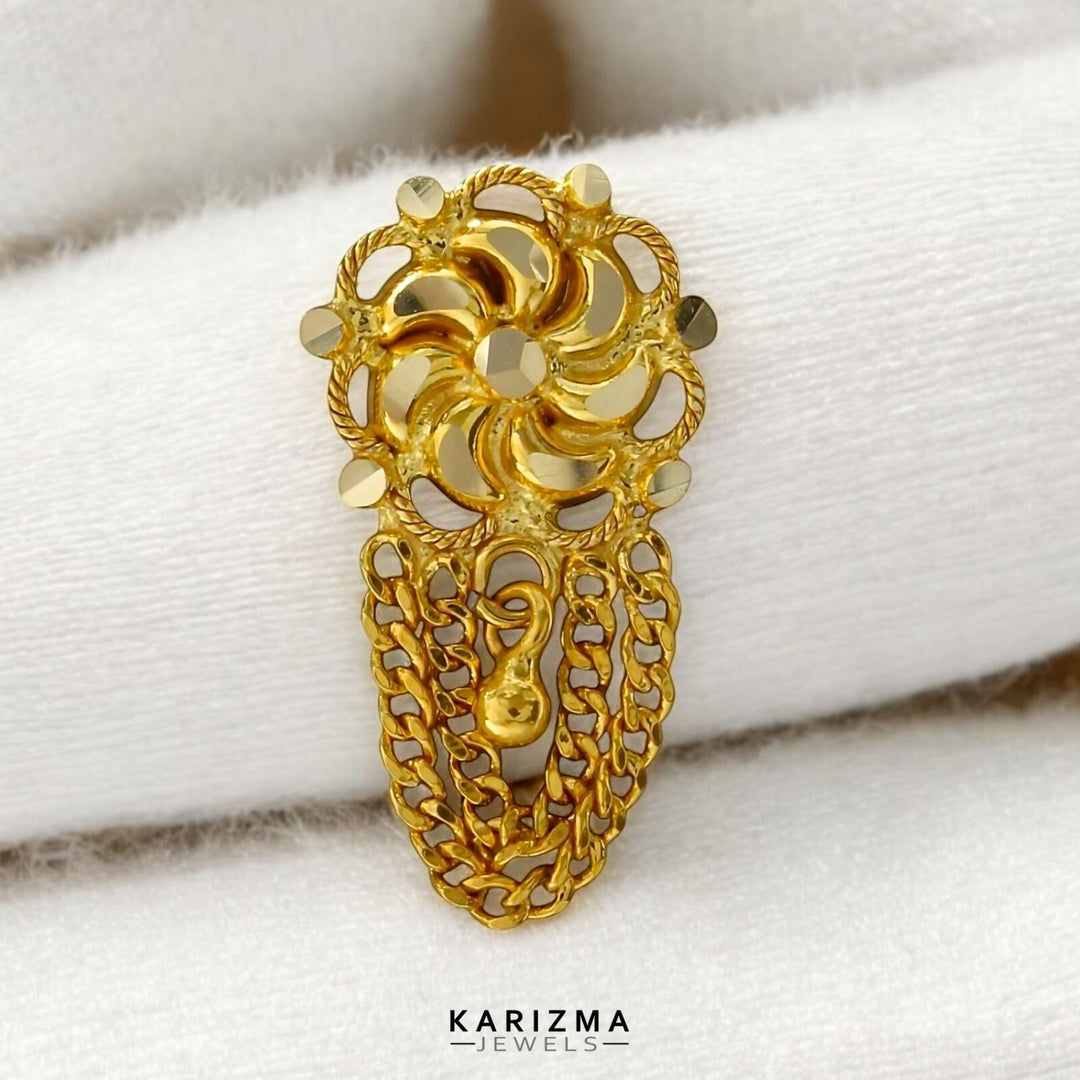 14k Real Gold Indian Women party wear dangle Nose Stud Push Pin