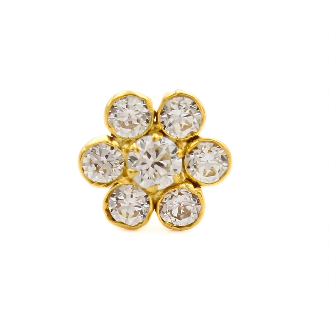 Cute 18K Real Gold White CZ Nose stud nose ring Push Pin