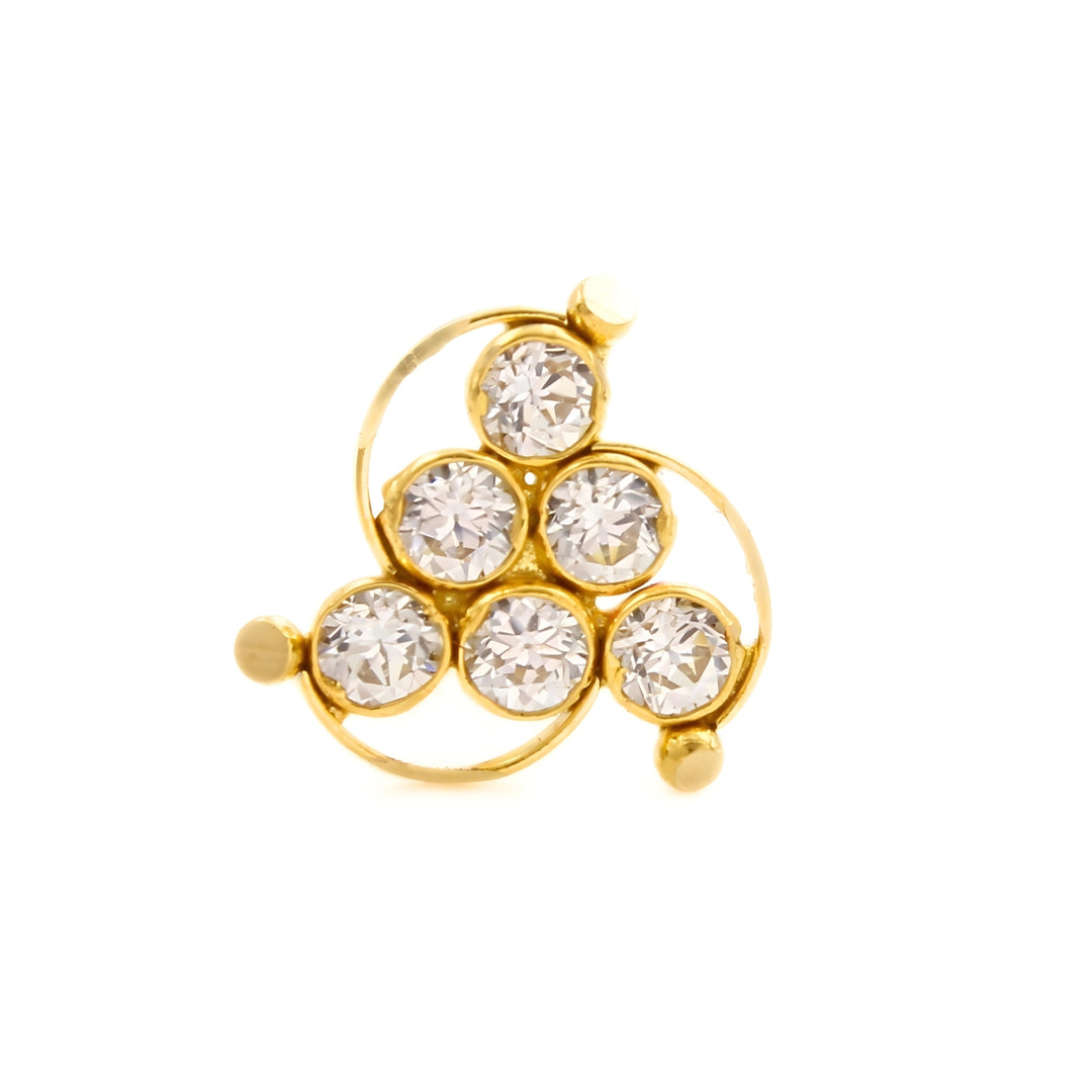 Daily Wear 18K Real Gold White CZ Nose stud nose ring Push Pin