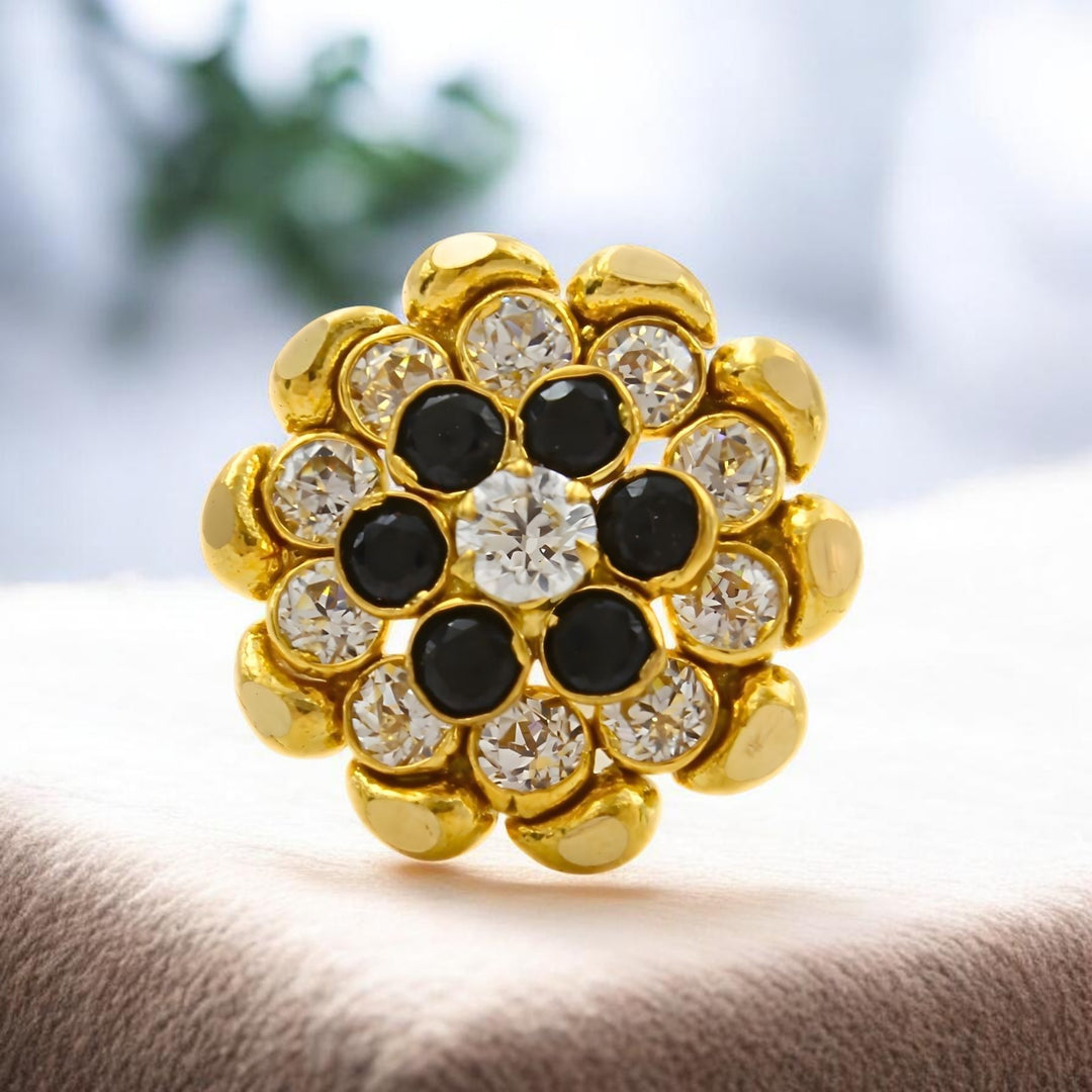 18K Real Gold Black White CZ Bloom Sparkle Nose stud nose ring Push Pin
