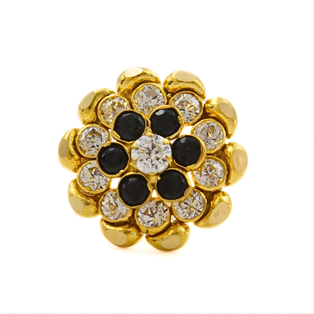 18K Real Gold Black White CZ Bloom Sparkle Nose stud nose ring Push Pin