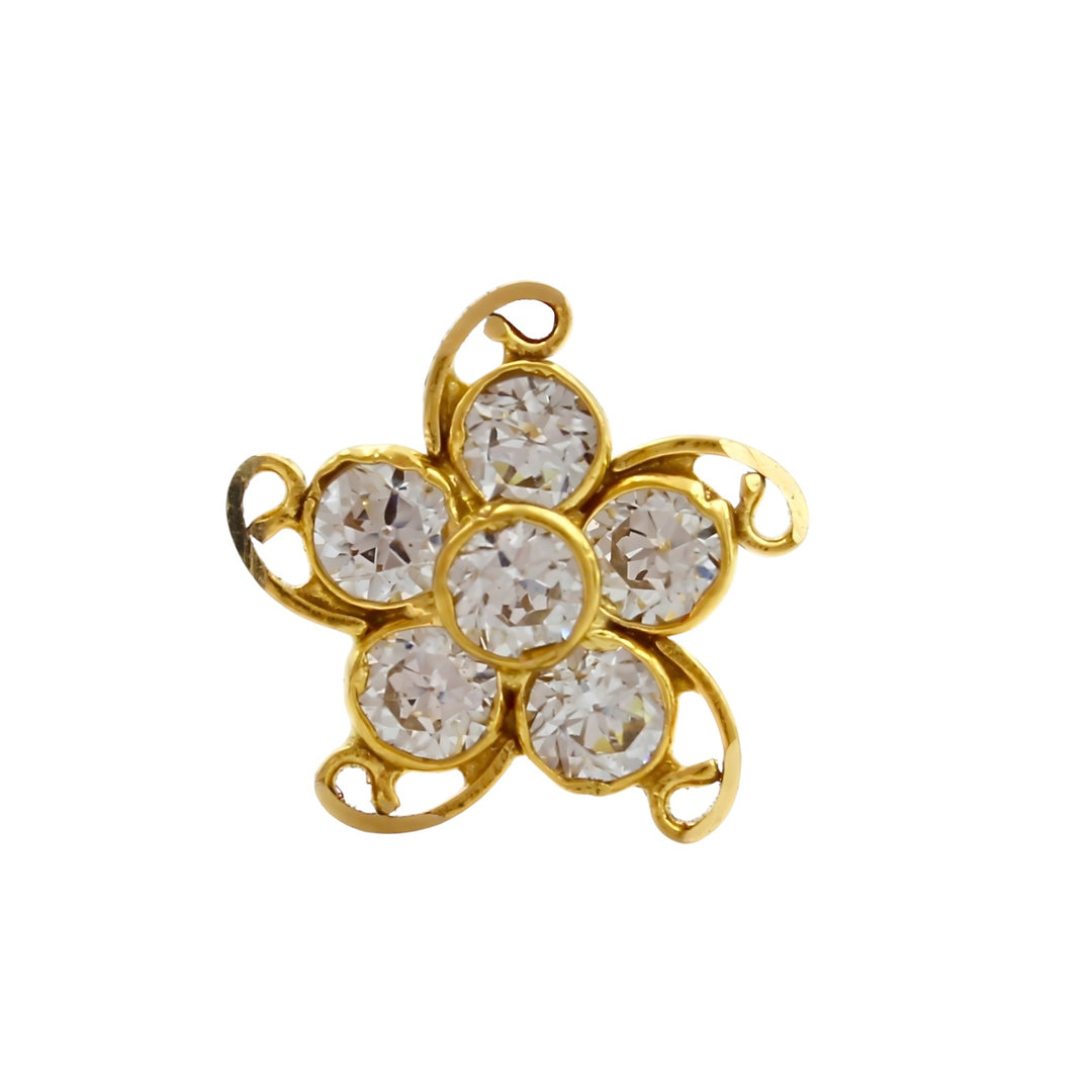 Star design 18K Real Gold White CZ Nose stud nose ring Push Pin