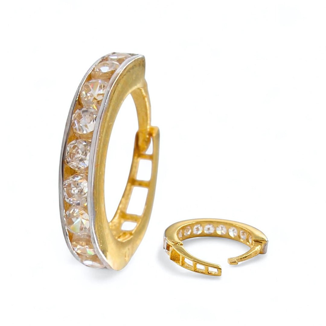 18K Real Gold Nose ring White CZ Clicker Nose Hoop Ring 20g