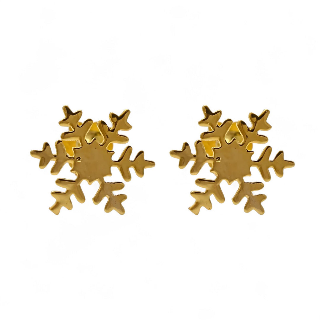 18K Real Gold women Snowflake Nose stud cum Earring Gold Screw Back