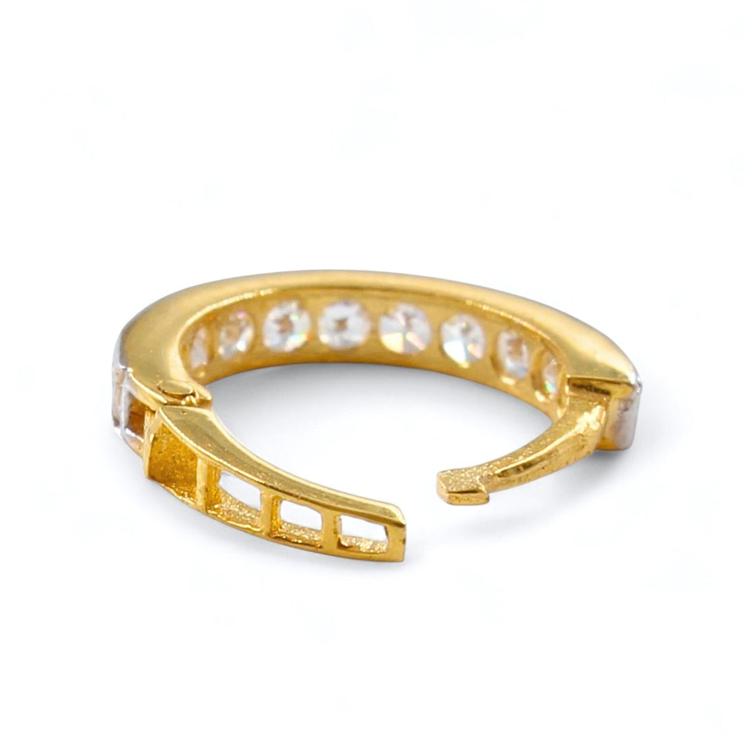 18K Real Gold Nose ring White CZ Clicker Nose Hoop Ring 20g