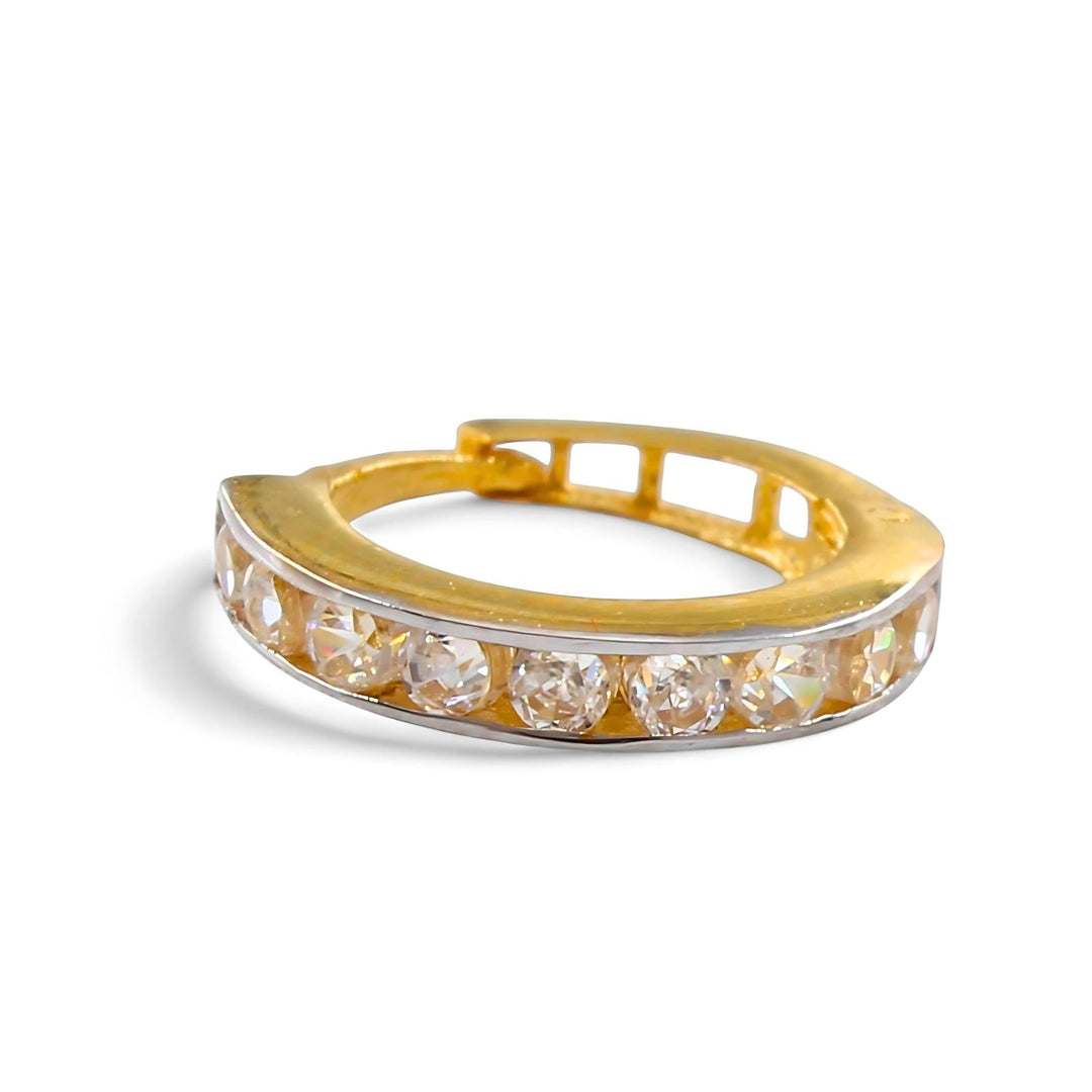 18K Real Gold Nose ring White CZ Clicker Nose Hoop Ring 20g