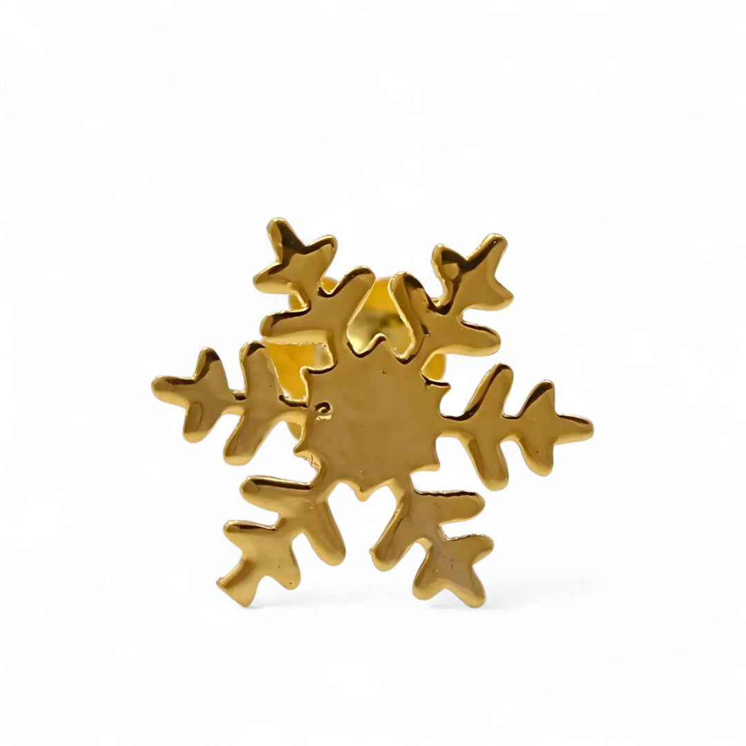 18K Real Gold women Snowflake Nose stud cum Earring Gold Screw Back