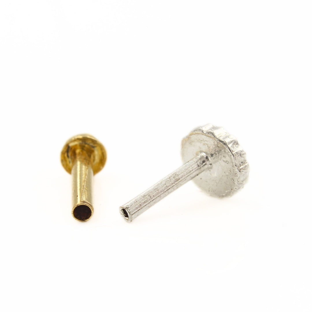 Tiny 18k Real Gold Indian Women Nose Stud Push Pin