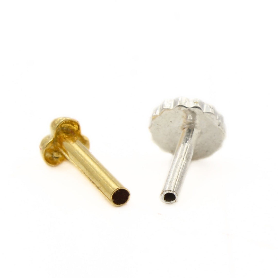 Cute Tiny 18k Real Gold Women Nose Stud Push Pin