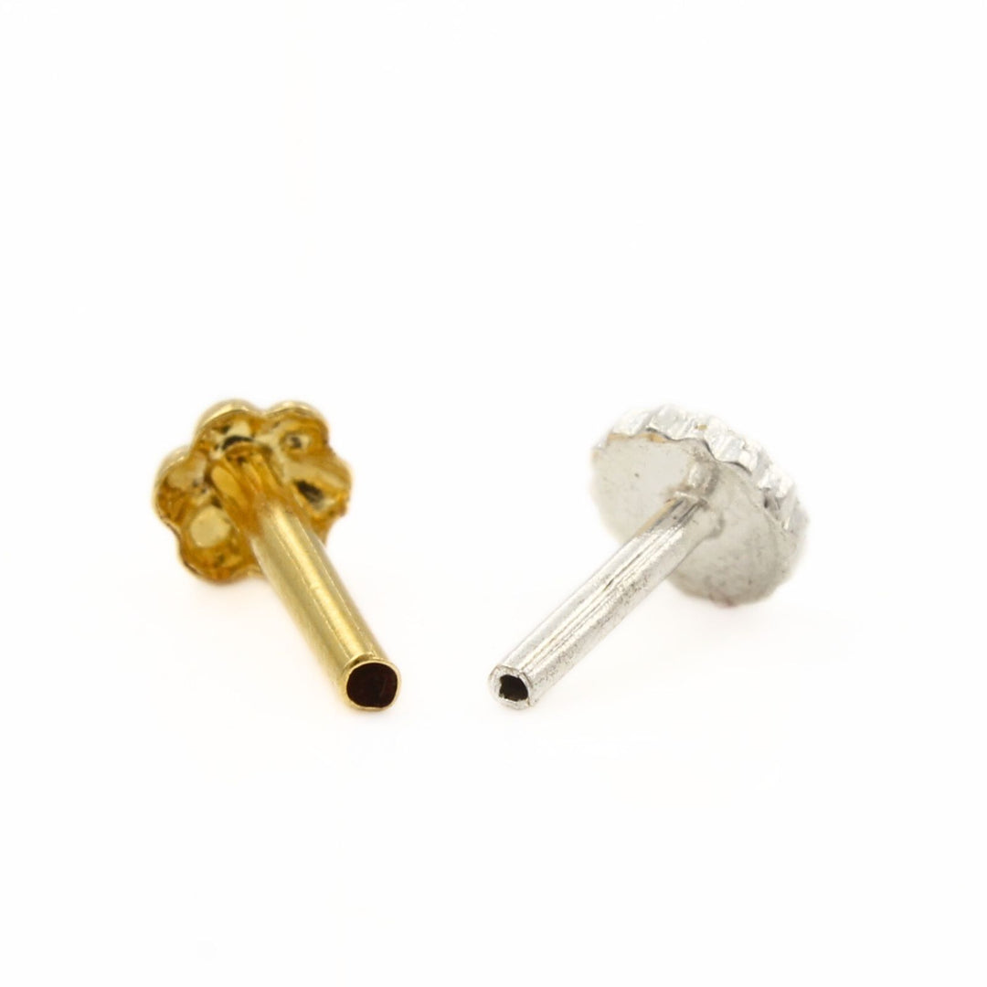 Small Flower 18k Real Gold Women Nose Stud Push Pin