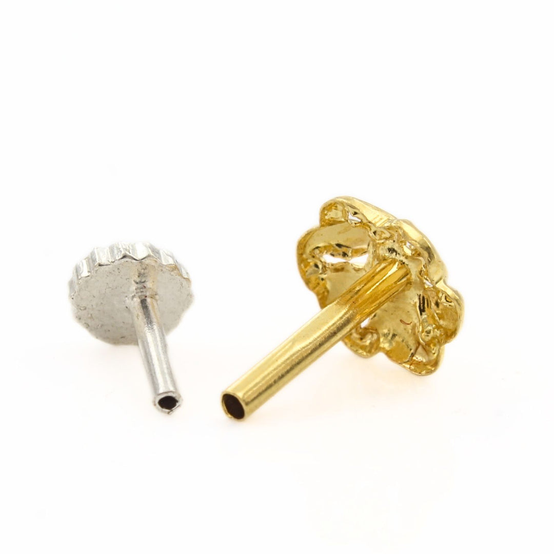 Flower style 18k Real Gold Women Nose Stud Push Pin