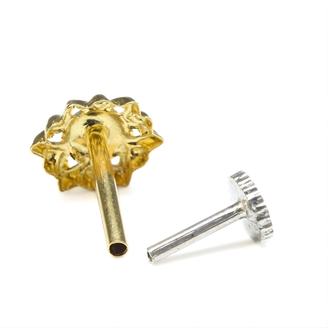 18K Real Gold women star Nose stud nose ring Push Pin