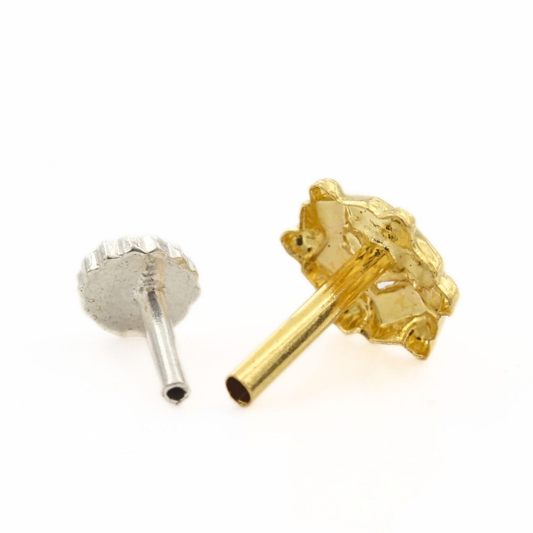 Ethnic style 18k Real Gold Women Nose Stud Push Pin