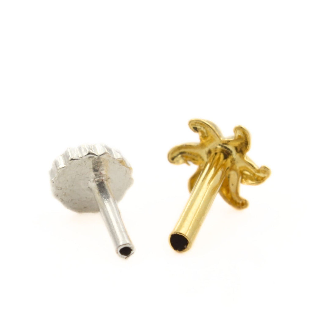Cute starfish 18k Real Gold Women Nose Stud Push Pin
