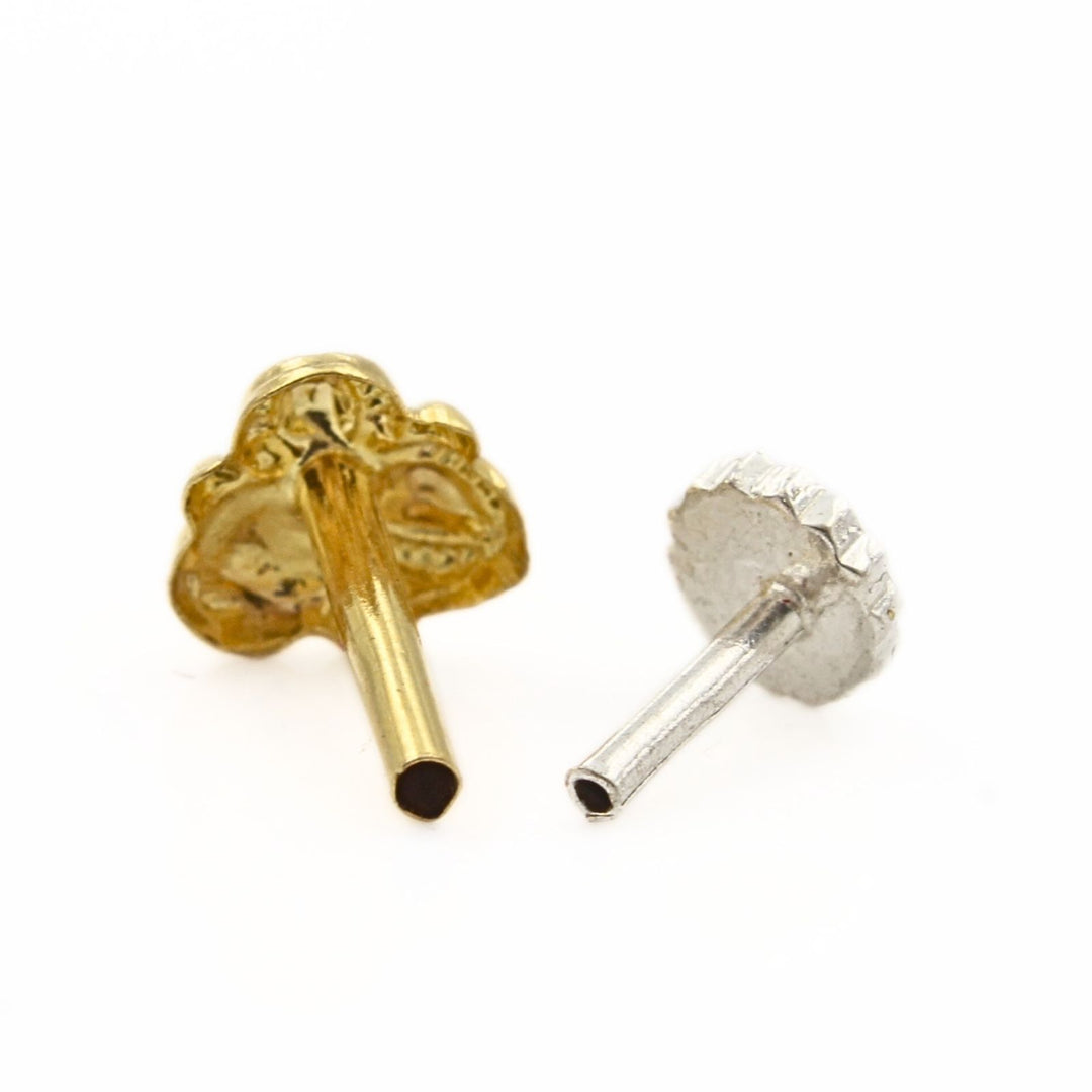 Ethnic floral 18k Real Gold Women Nose Stud Push Pin
