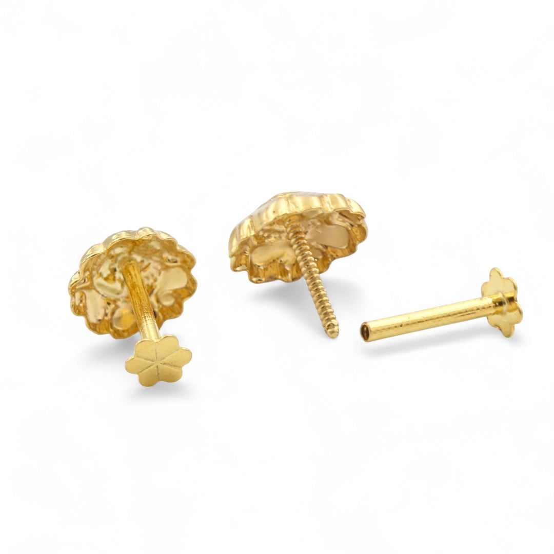 Nozera Handcrafted 18K Gold Screw Back Floral Nose\Ear Stud – Indian Nose Jewelry for Women