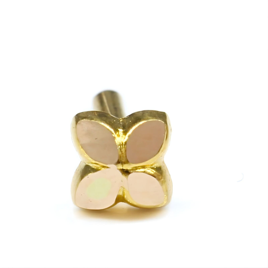 Tiny 18K Real Gold women Nose stud nose ring Push Pin