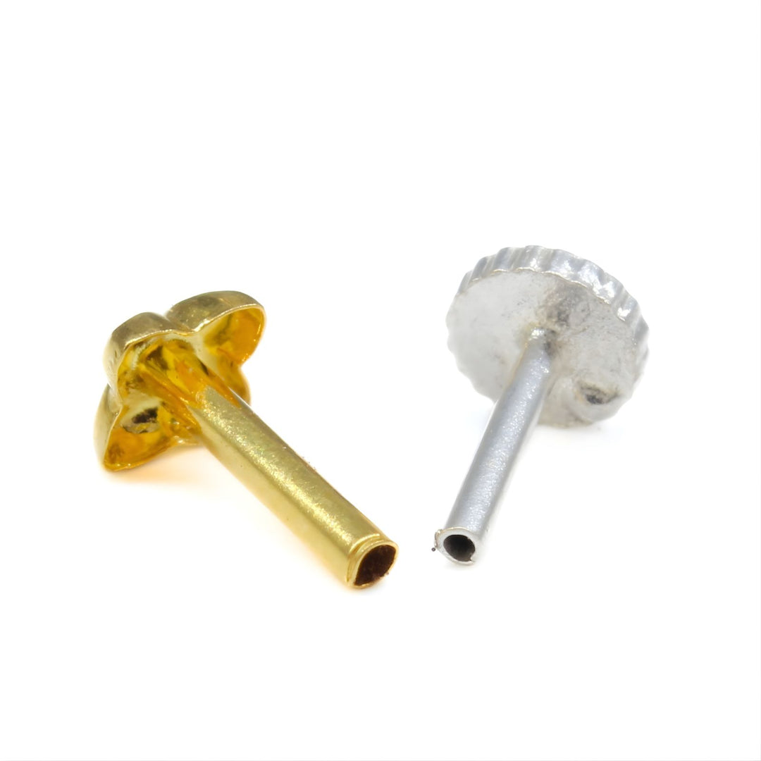 Tiny 18K Real Gold women Nose stud nose ring Push Pin