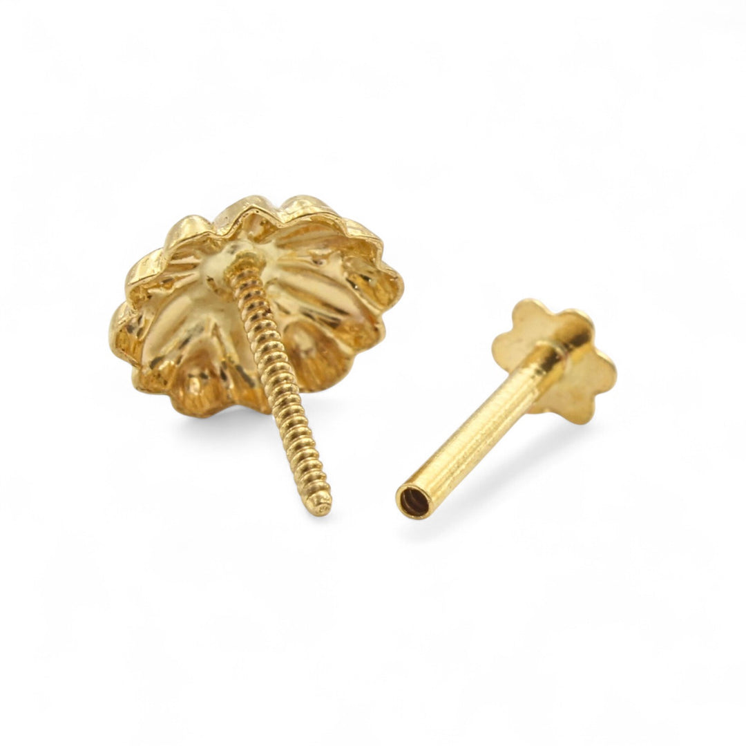 Nozera 18K Gold Screw-Type Nose\Ear Stud –  Solid Gold Nose Jewelry for Women