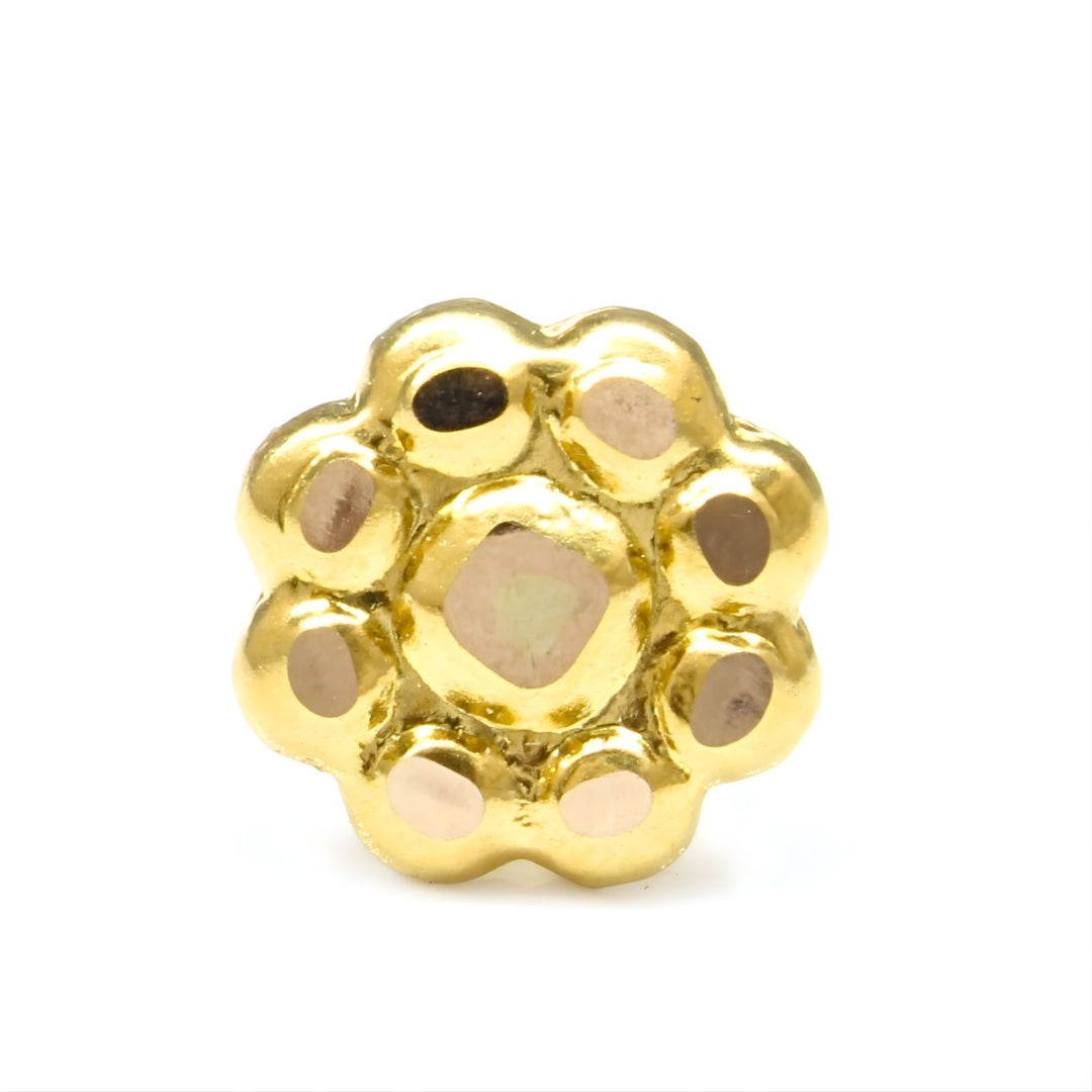 18K Real Gold women ethnic flower Nose stud nose ring Push Pin
