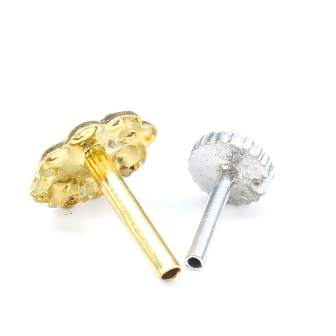 18K Real Gold women ethnic flower Nose stud nose ring Push Pin