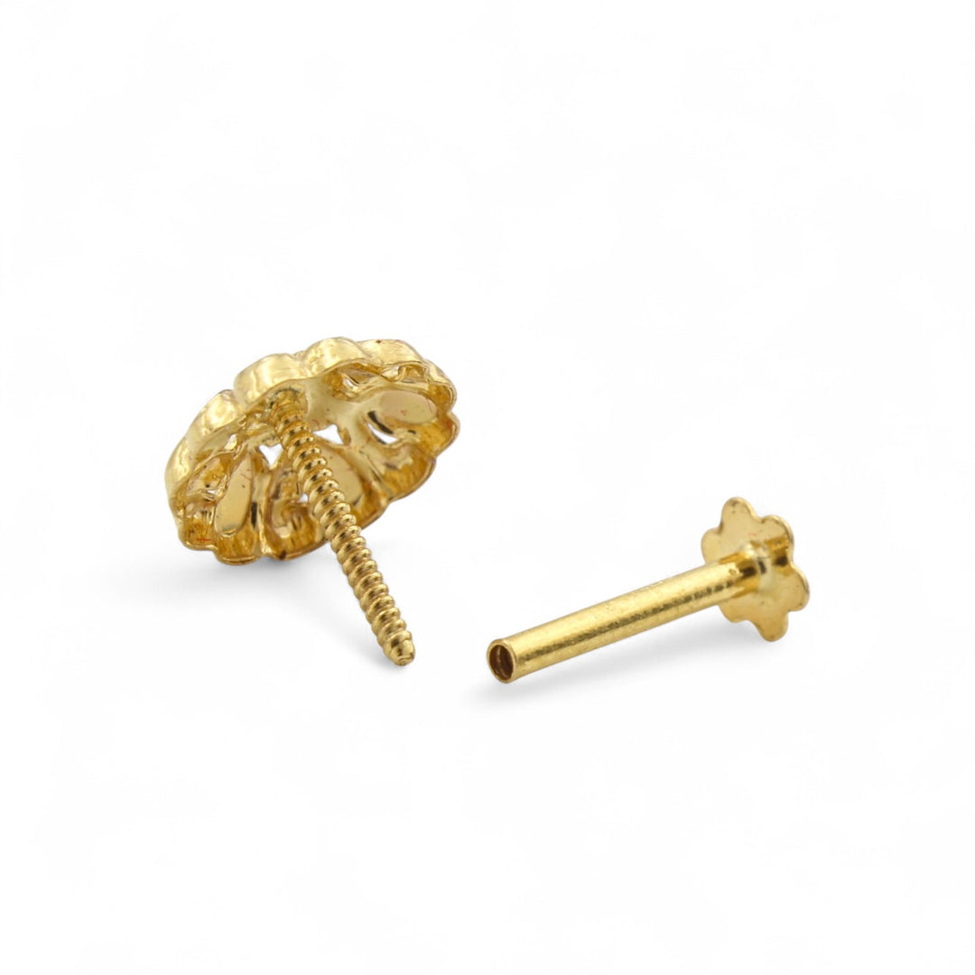 Nozera 18K Gold Screw back Nose\Ear Stud – Lightweight Gold Nose Jewelry