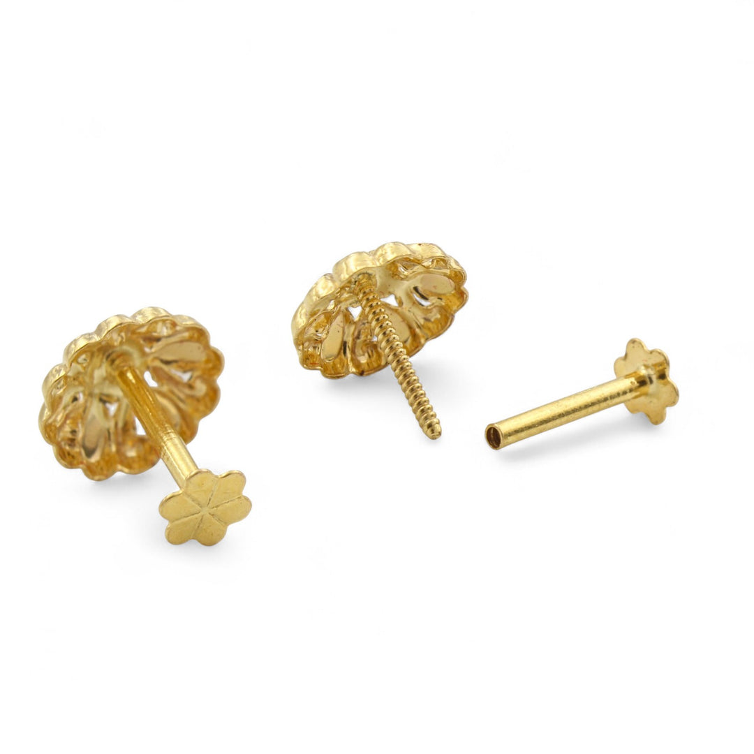Nozera 18K Gold Screw back Nose\Ear Stud – Lightweight Gold Nose Jewelry