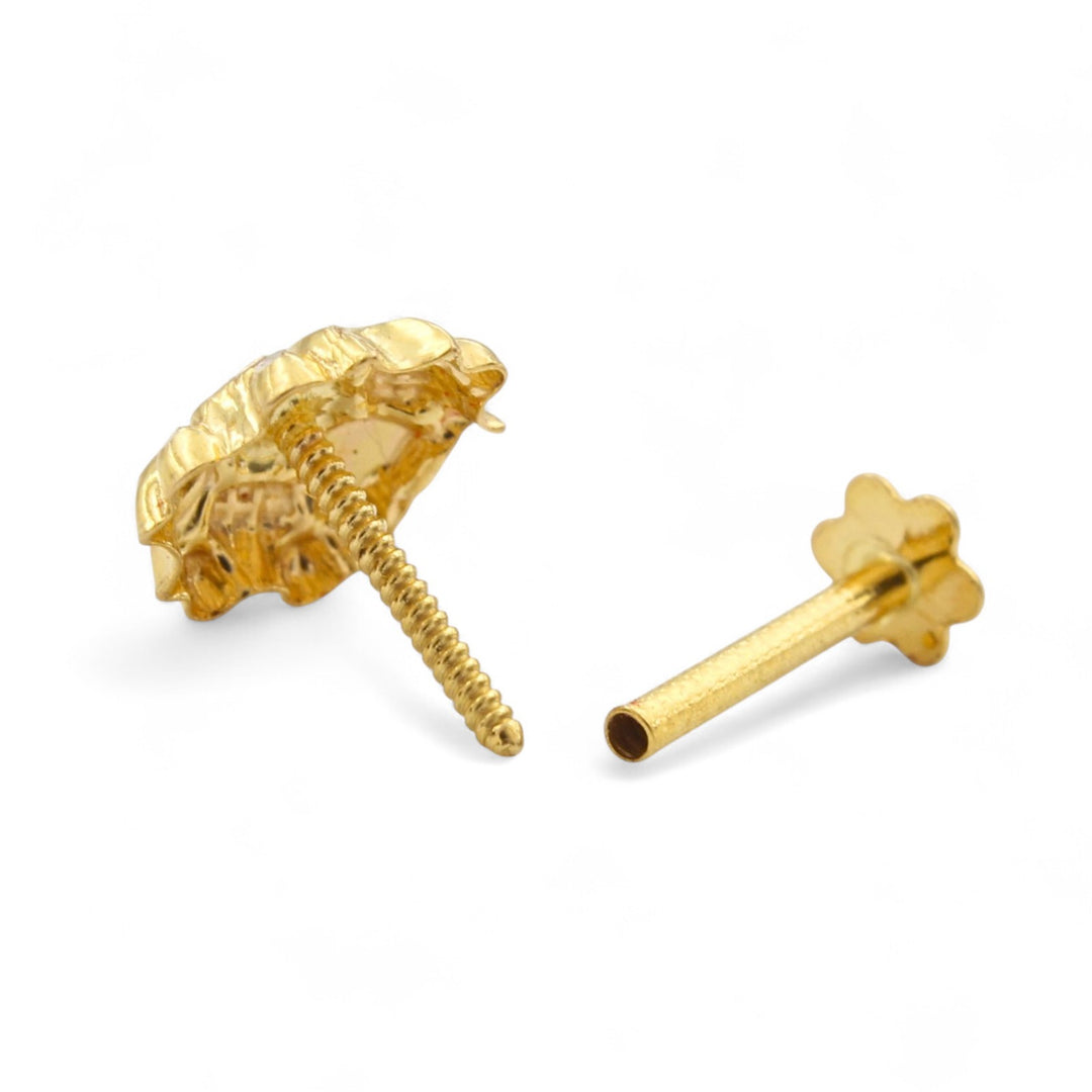 Nozera 18K Gold Screw Nose\Ear Stud - Indian Nose Jewelry for Women
