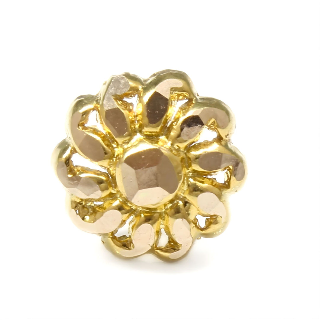 18K Real Gold women spiral flower Nose stud nose ring Push Pin