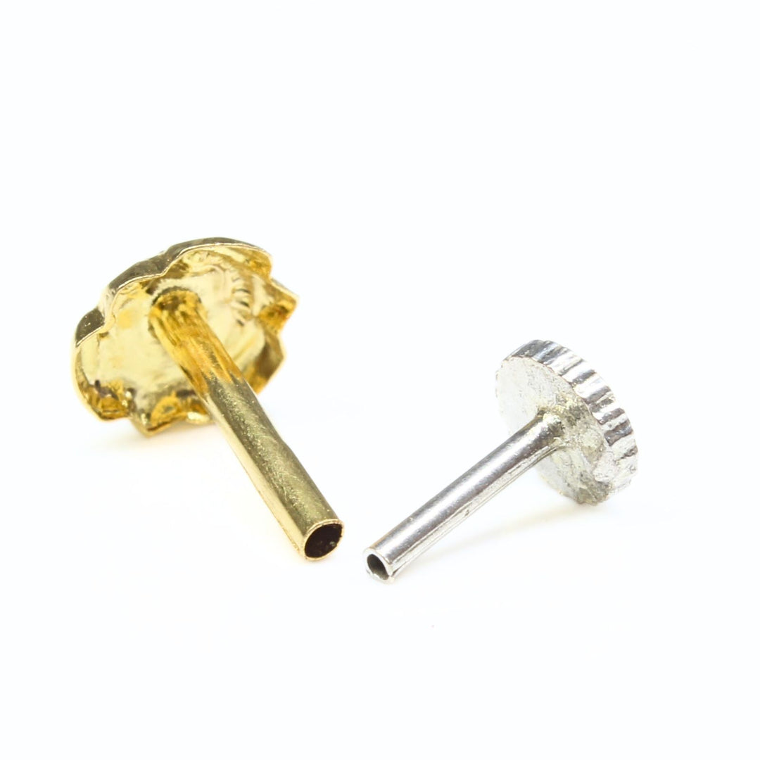 Floral 18K Real Gold women Nose stud nose ring Push Pin