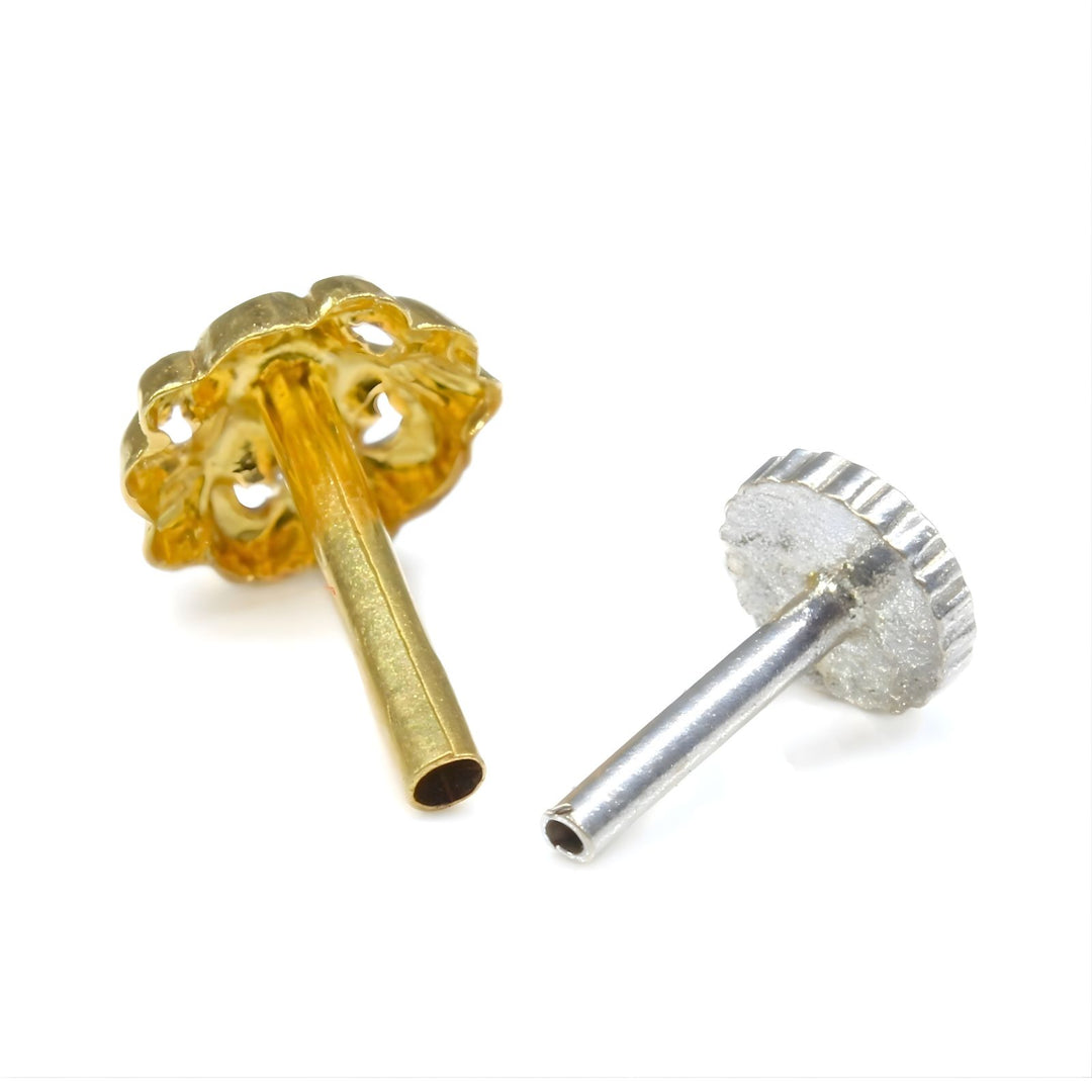 18K Real Gold women Divine Nose stud nose ring Push Pin