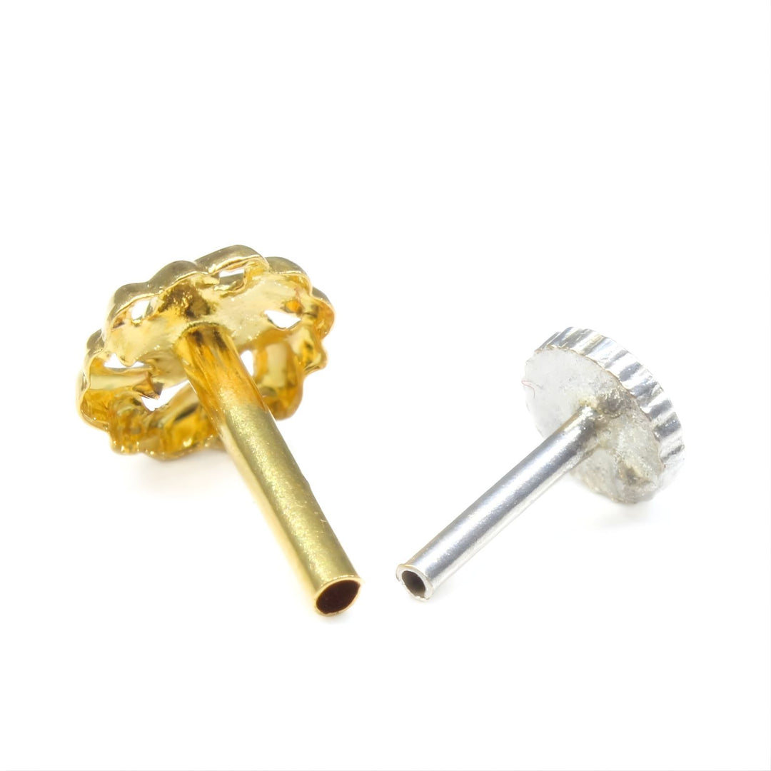 18K Real Gold women spiral style Nose stud nose ring Push Pin