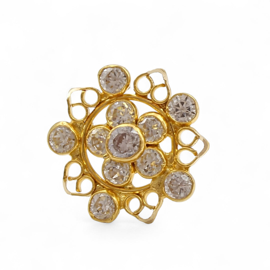 Daily wear 18K Real Gold White CZ Nose stud nose ring Push Pin