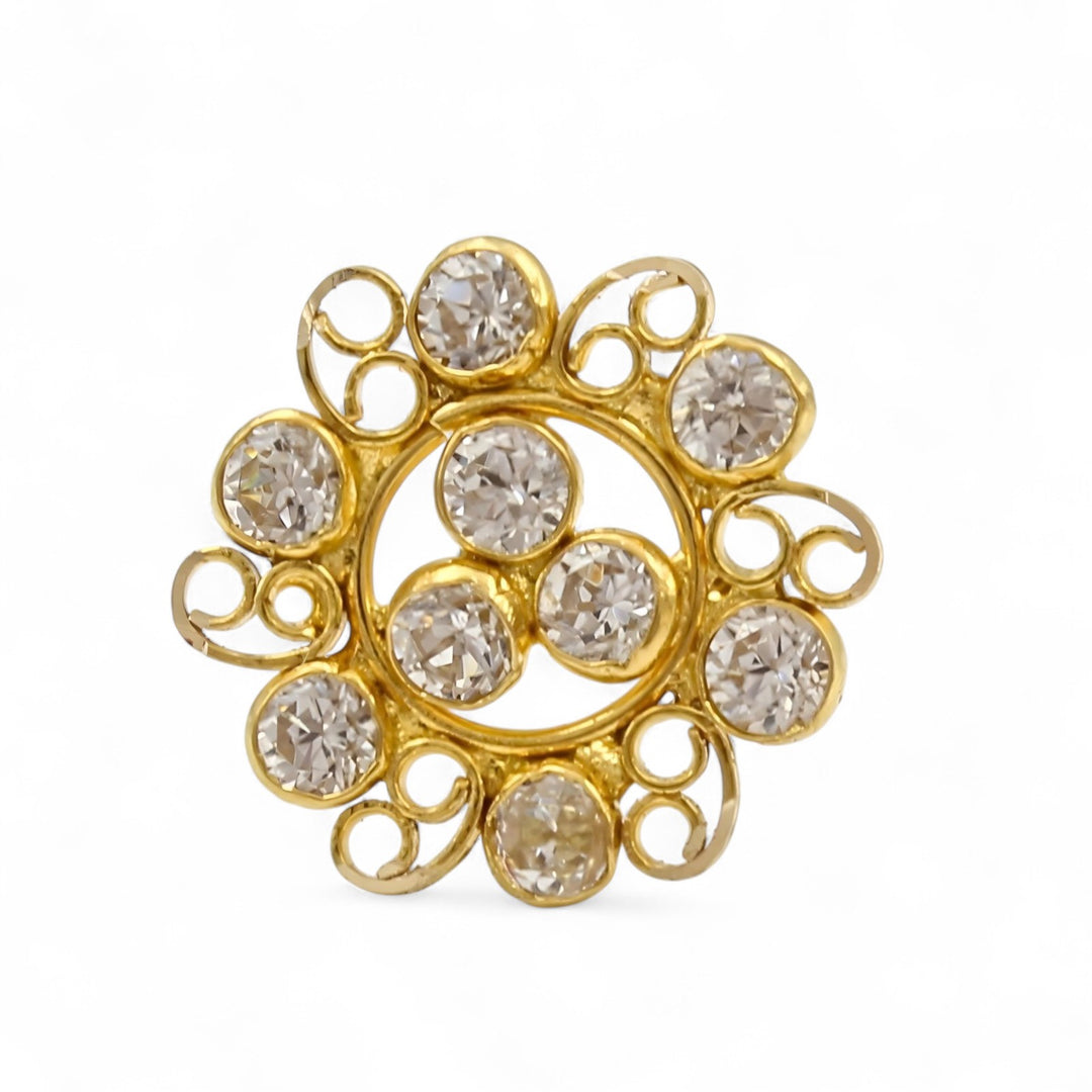 Medusa style 18K Real Gold White CZ Nose stud nose ring Push Pin