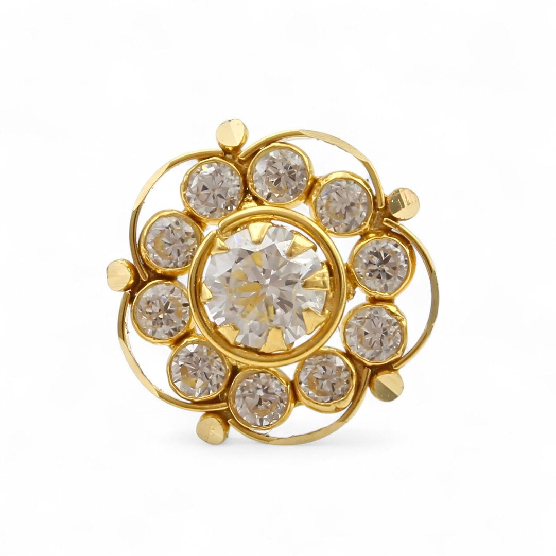 Floral 18K Real Gold White CZ Nose stud nose ring Push Pin