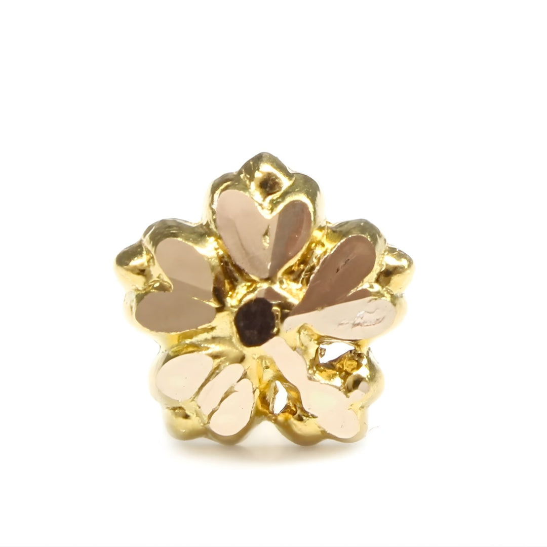18K Real Gold women flower Nose stud nose ring Push Pin