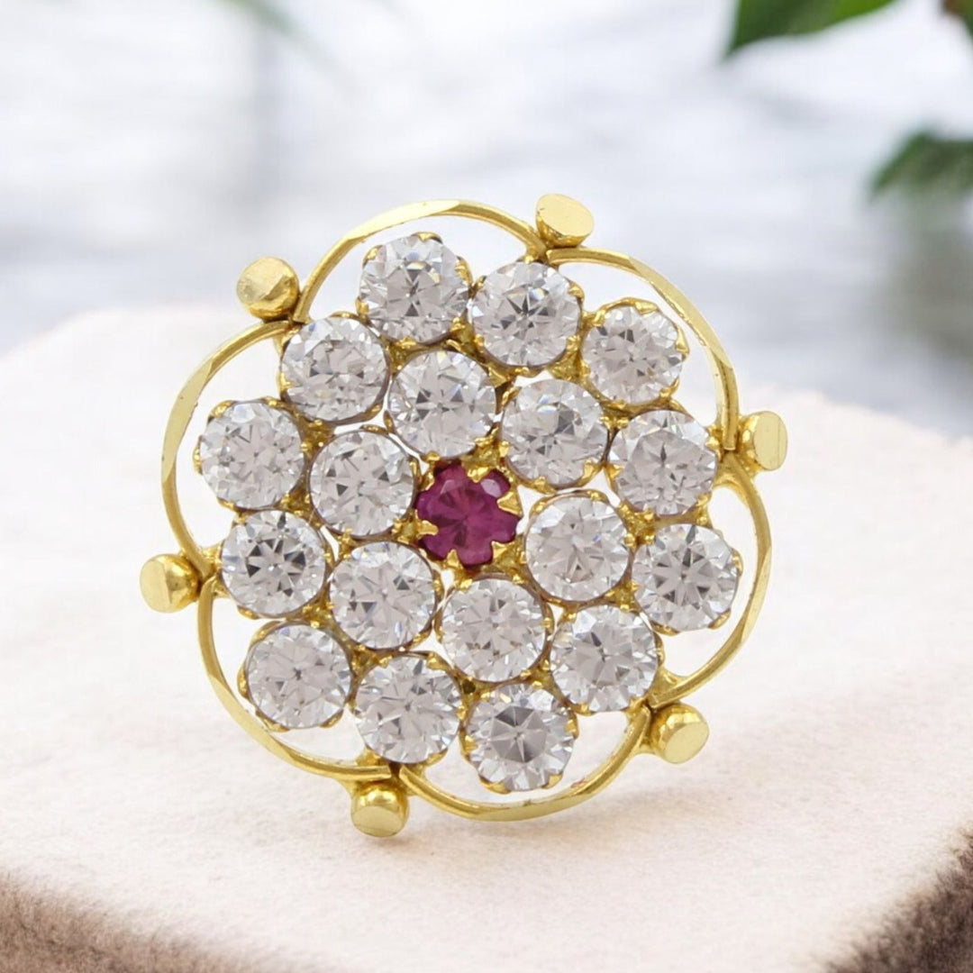 Party wear 18K Real Gold Pink White CZ Nose stud nose ring Push Pin