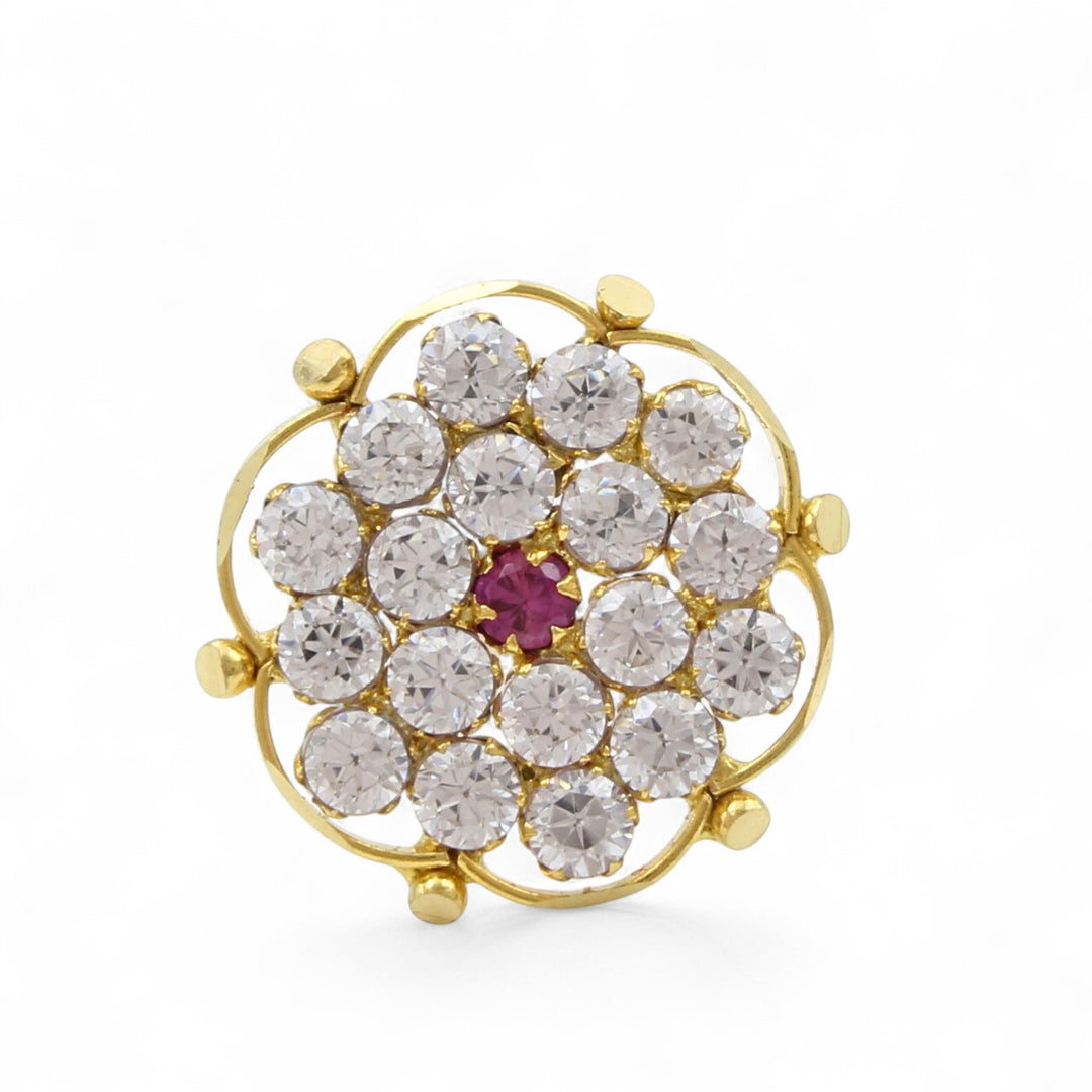 Party wear 18K Real Gold Pink White CZ Nose stud nose ring Push Pin