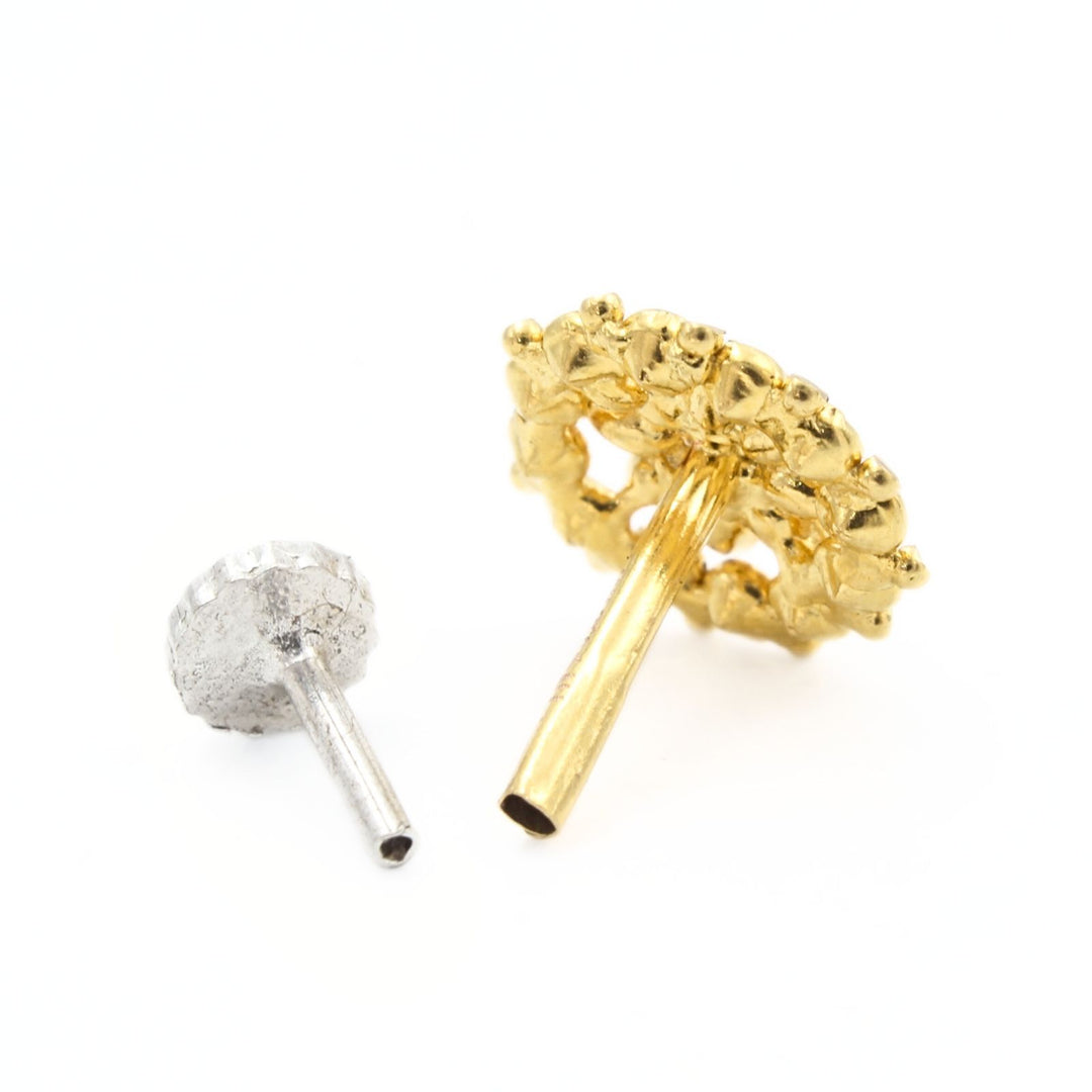Divine 18K Real Gold Pink White CZ Nose stud nose ring Push Pin