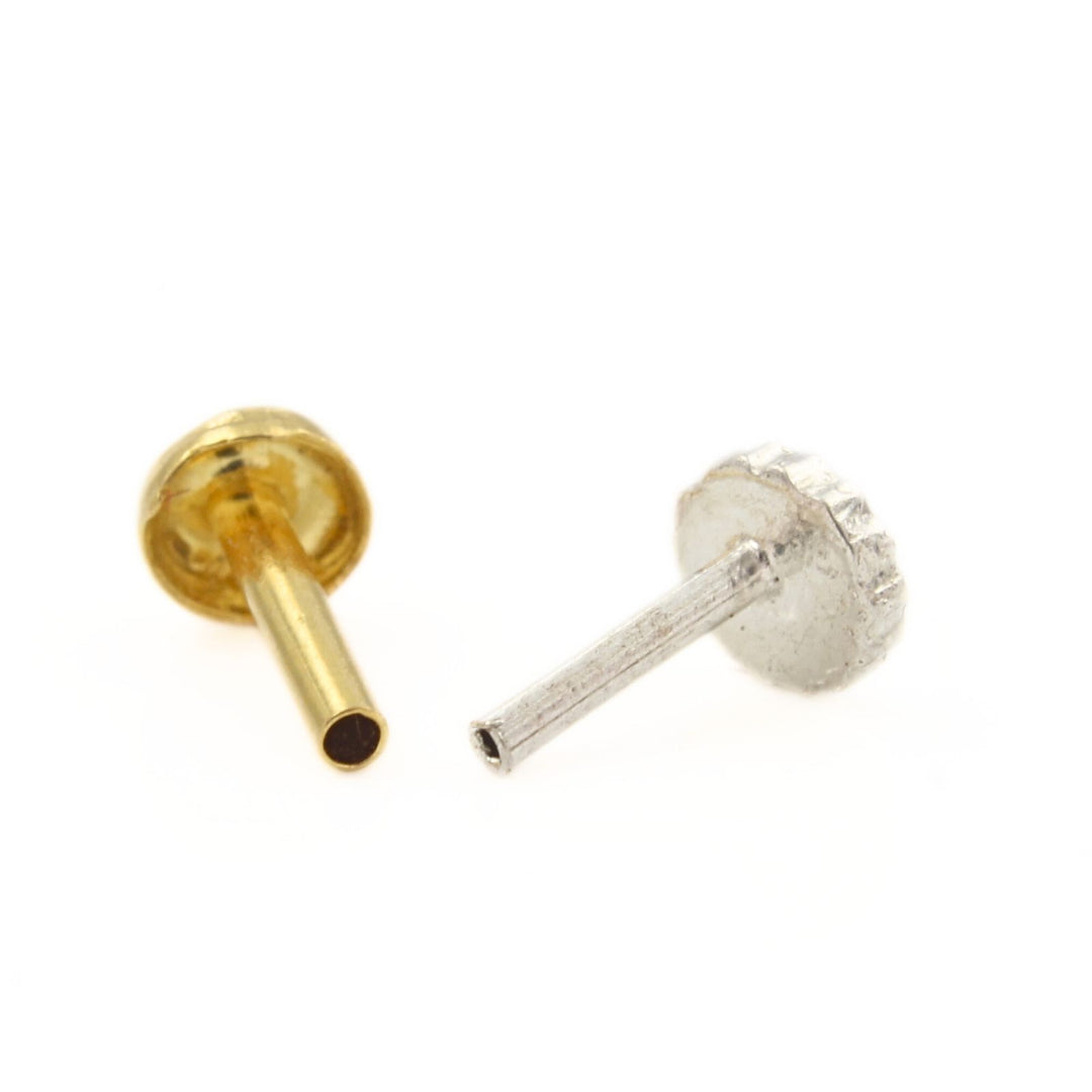 Small 18K Real Gold women Nose stud nose ring Push Pin